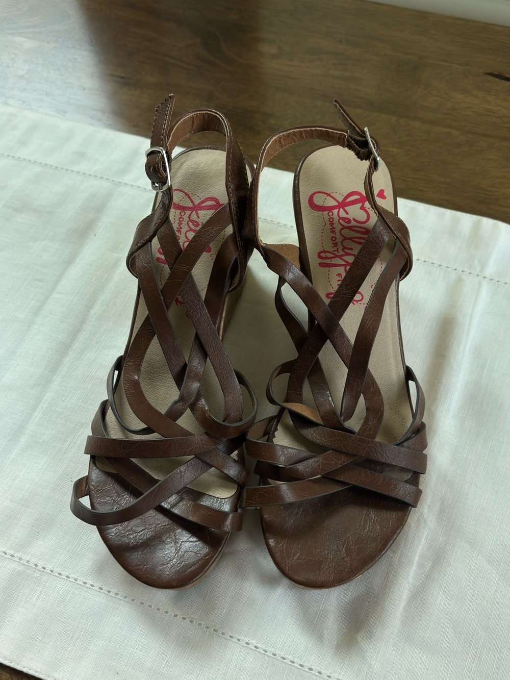 Jellypop Brown Cork Wedge Sandals - Picture 3 of 4